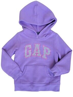 ​GAP Kids Girls Purple Gray Logo Hoodie Sweatshirt Toddler 4T Violet Athleisure